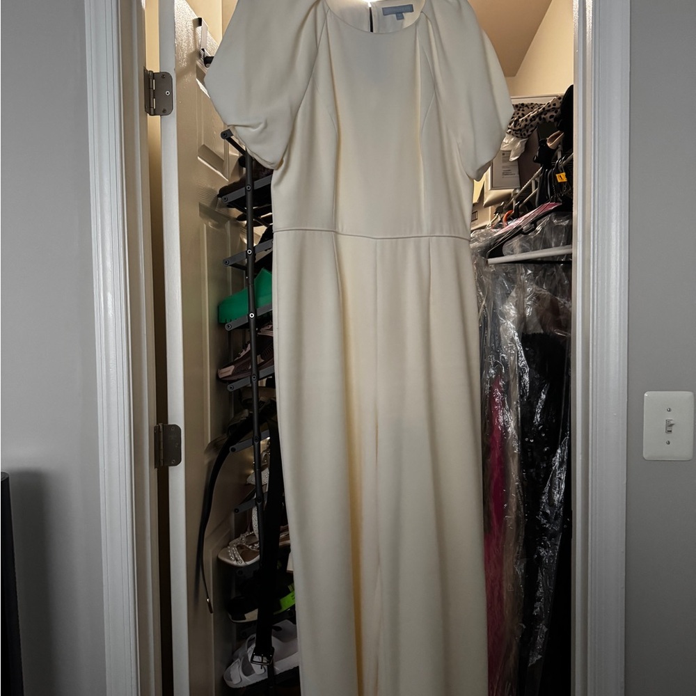 Cream Short-Sleeve Maxi Dress